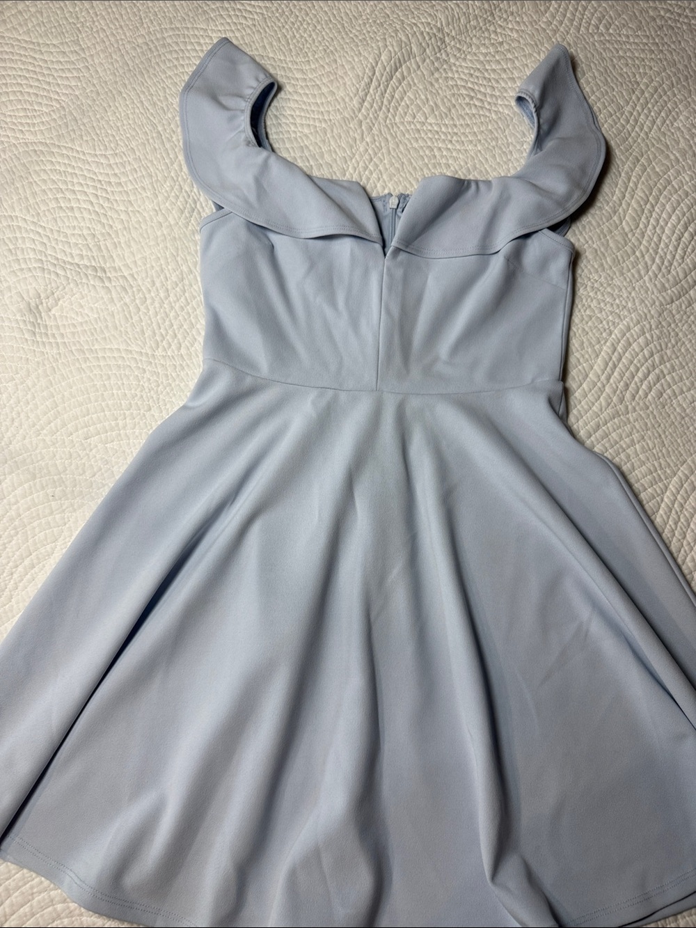 Altar'd State Powder Blue Off-Shoulder Fit & Flare Mini Dress